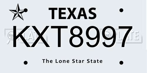KXT8997 Texas License Plate