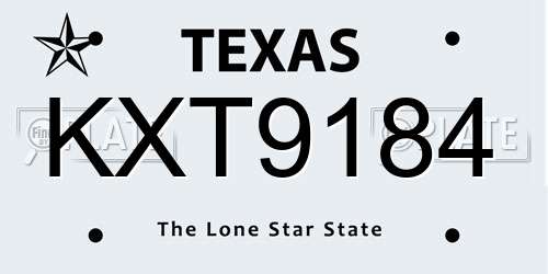KXT9184 Texas License Plate