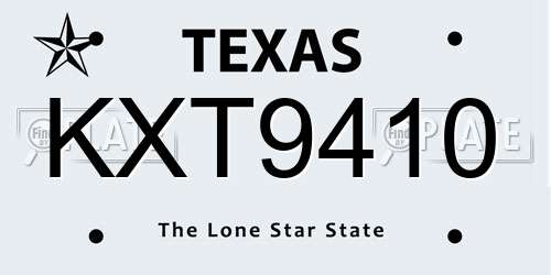 KXT9410 Texas License Plate