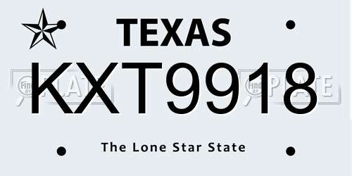 KXT9918 Texas License Plate