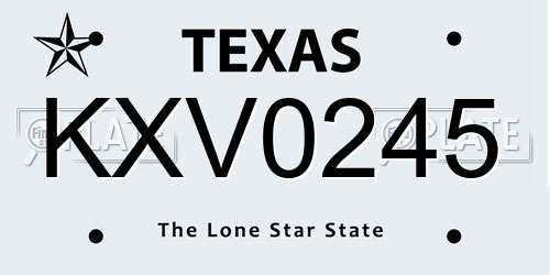 KXV0245 Texas License Plate
