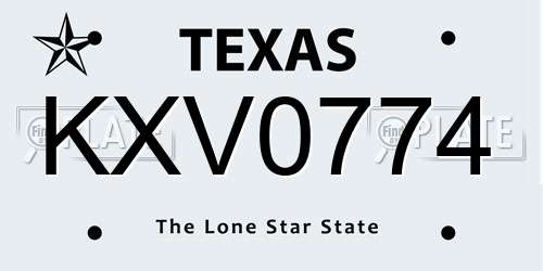KXV0774 Texas License Plate