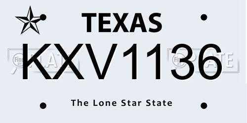 KXV1136 Texas License Plate