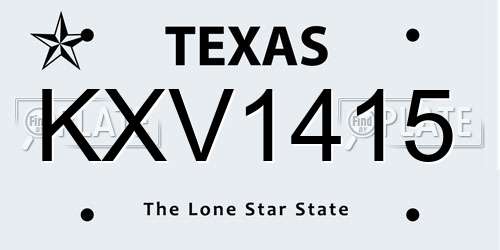 KXV1415 Texas License Plate