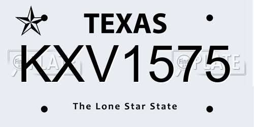KXV1575 Texas License Plate