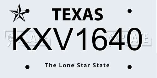 KXV1640 Texas License Plate