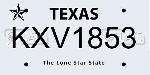 KXV1853 Texas License Plate