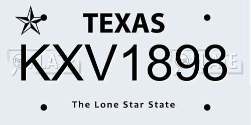 KXV1898 Texas License Plate
