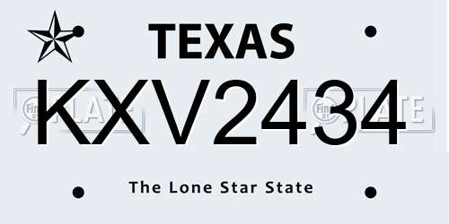 KXV2434 Texas License Plate