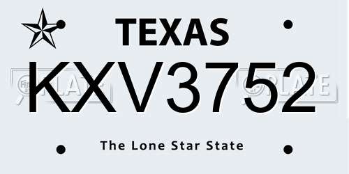 KXV3752 Texas License Plate