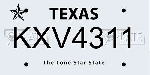 KXV4311 Texas License Plate
