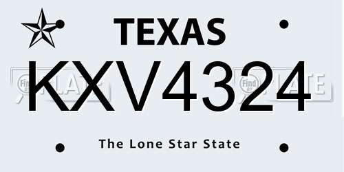 KXV4324 Texas License Plate