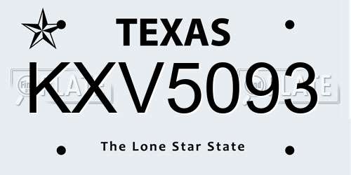 KXV5093 Texas License Plate