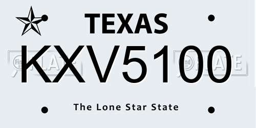 KXV5100 Texas License Plate