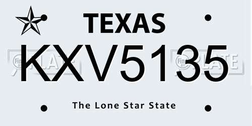 KXV5135 Texas License Plate