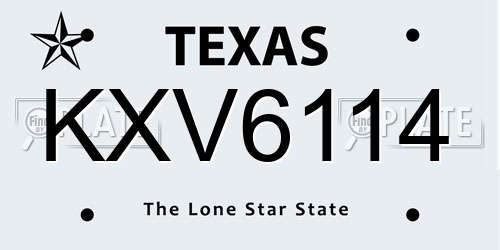 KXV6114 Texas License Plate