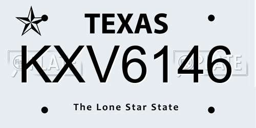 KXV6146 Texas License Plate
