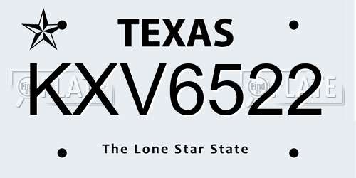 KXV6522 Texas License Plate