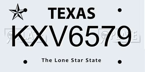 KXV6579 Texas License Plate