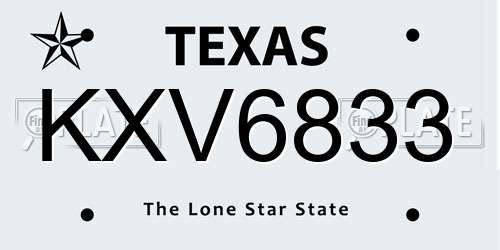 KXV6833 Texas License Plate