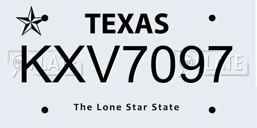 KXV7097 Texas License Plate