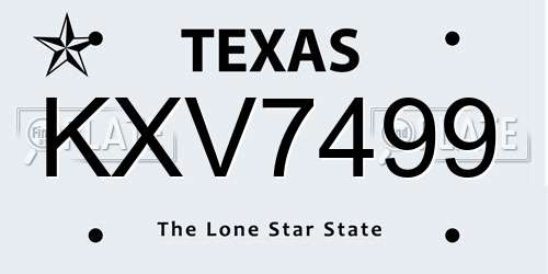 KXV7499 Texas License Plate