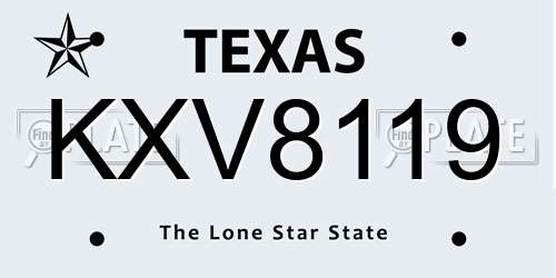 KXV8119 Texas License Plate