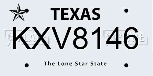 KXV8146 Texas License Plate