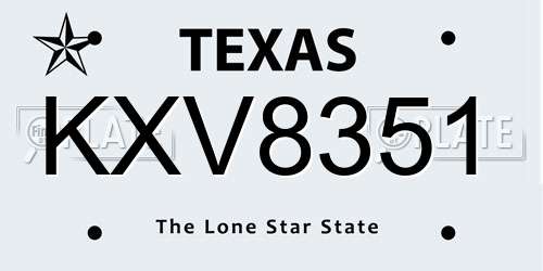 KXV8351 Texas License Plate