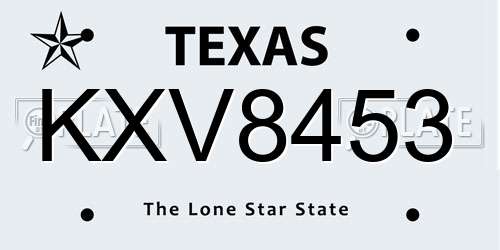 KXV8453 Texas License Plate