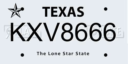 KXV8666 Texas License Plate