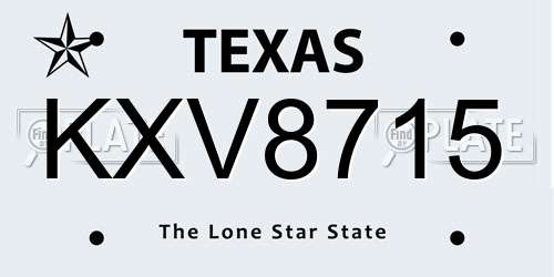 KXV8715 Texas License Plate