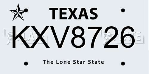 KXV8726 Texas License Plate