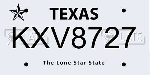 KXV8727 Texas License Plate