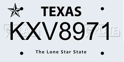 KXV8971 Texas License Plate