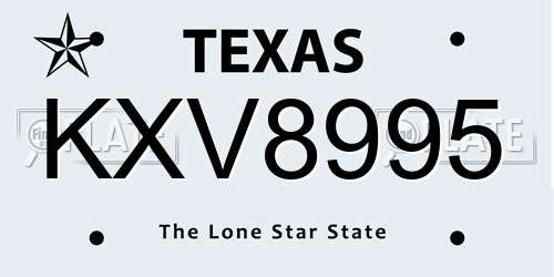 KXV8995 Texas License Plate
