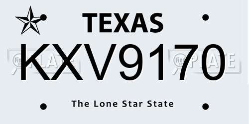 KXV9170 Texas License Plate