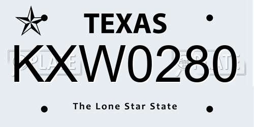 KXW0280 Texas License Plate