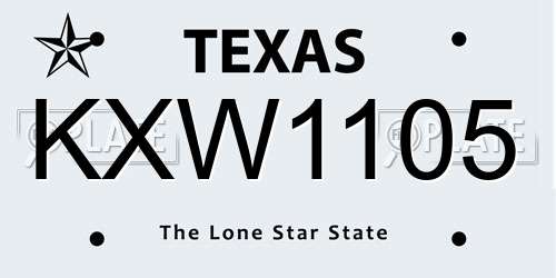 KXW1105 Texas License Plate