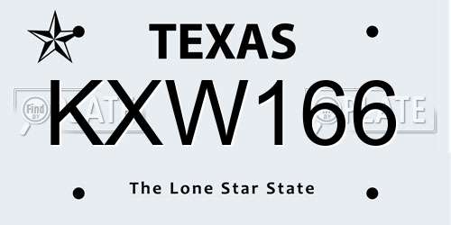 KXW166 Texas License Plate