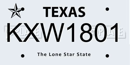 KXW1801 Texas License Plate
