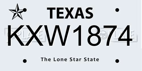 KXW1874 Texas License Plate
