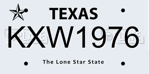 KXW1976 Texas License Plate