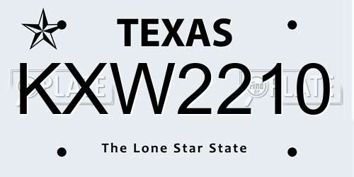 KXW2210 Texas License Plate