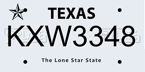 KXW3348 Texas License Plate