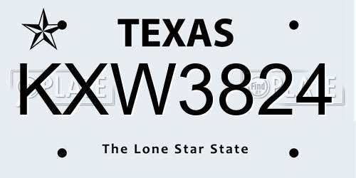 KXW3824 Texas License Plate