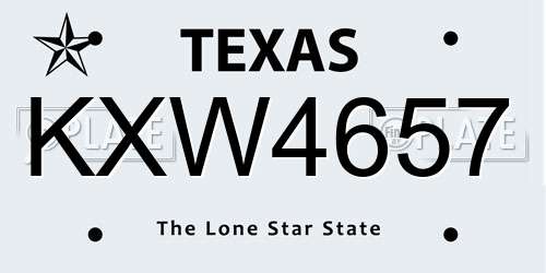 KXW4657 Texas License Plate