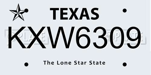 KXW6309 Texas License Plate