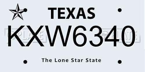KXW6340 Texas License Plate