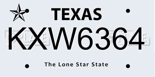 KXW6364 Texas License Plate